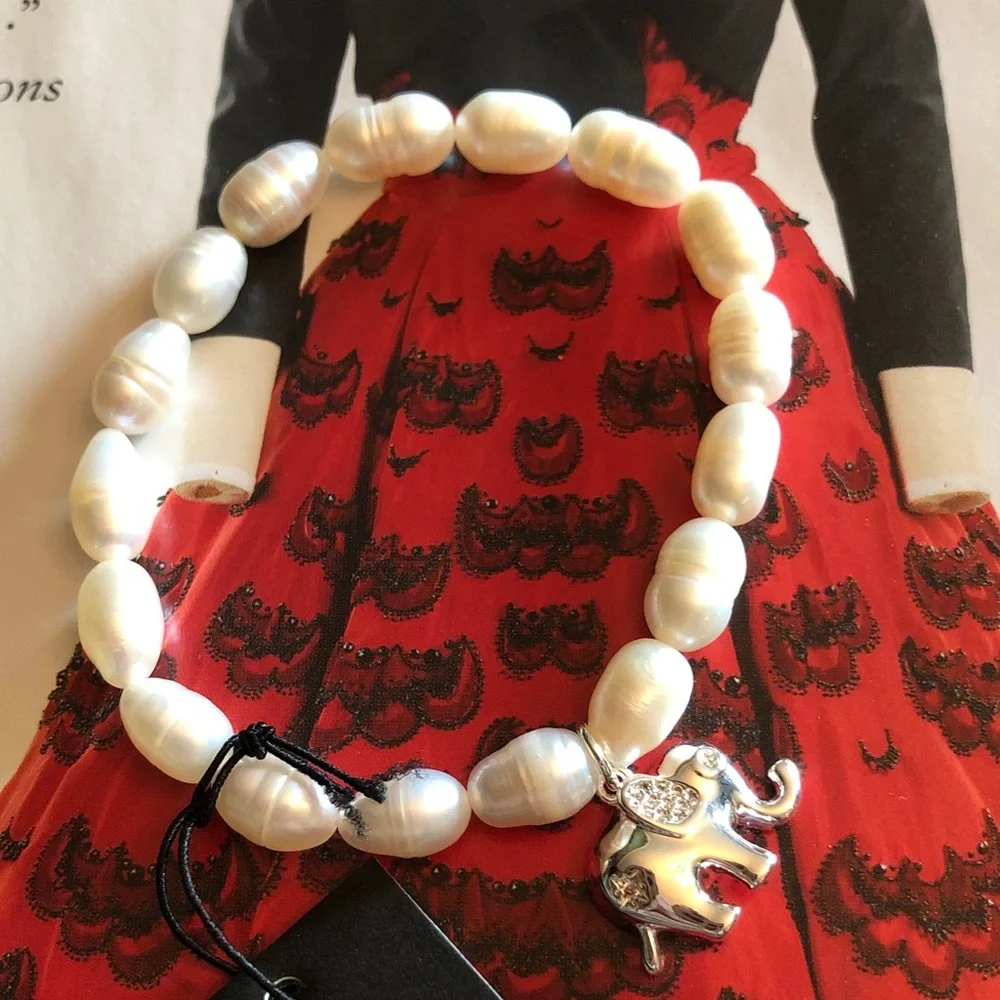 Authentic New/card kate spade  Freshwater Pearl Bracelet/Silver Elephant Charm - Picture 3 of 7